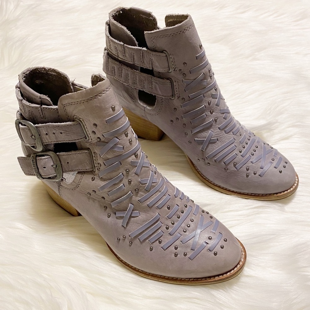 𝅺Caterpillar CAT Cheyenne Leather Studded Western Ankle Boot Bootie NWOB - Picture 3 of 16